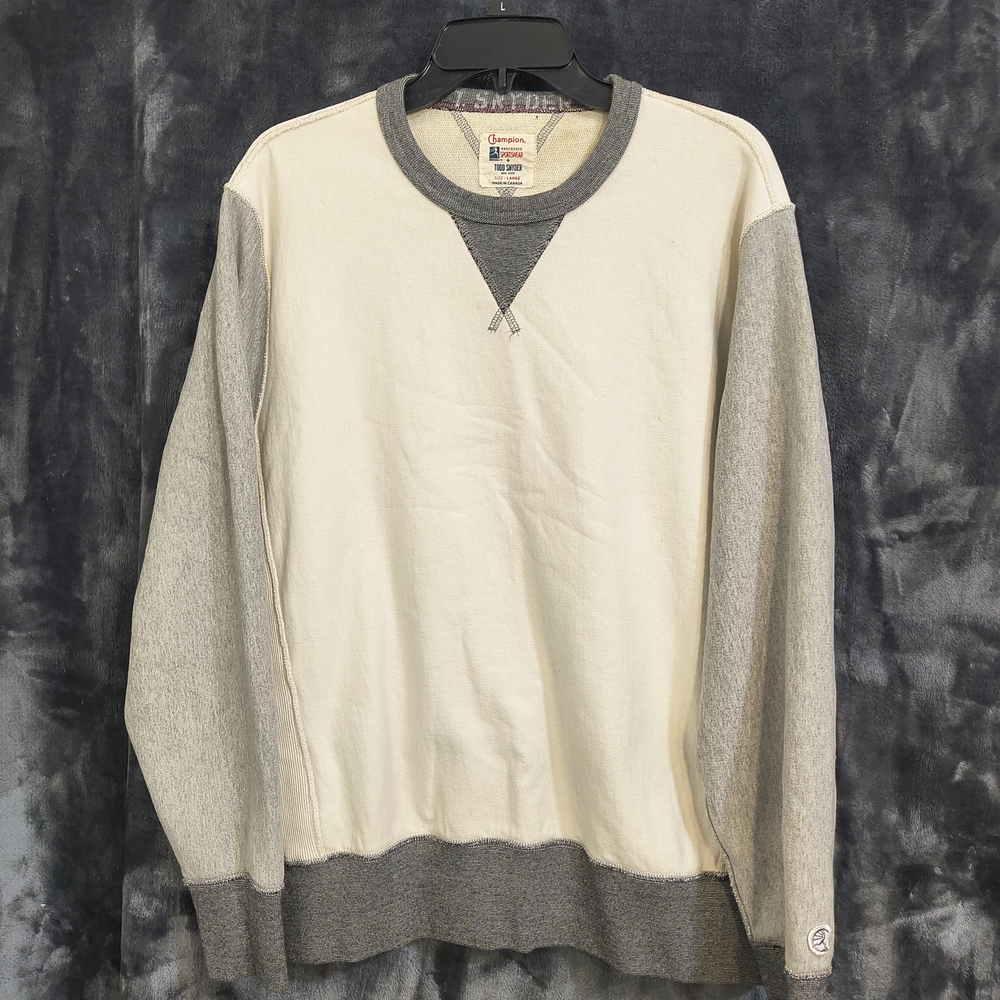 Champion Two-Tone Crewneck Sweatshirt - Cream & Gray